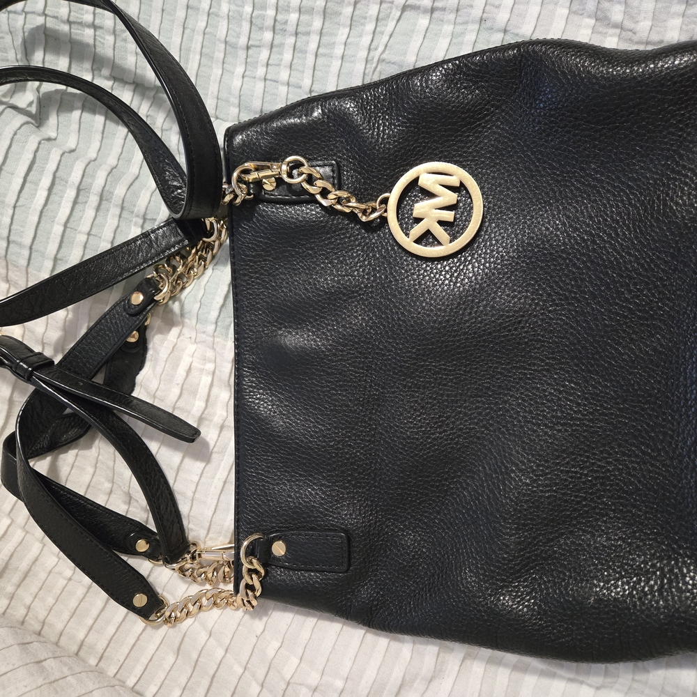Michael Kors Black Leather Tote Bag